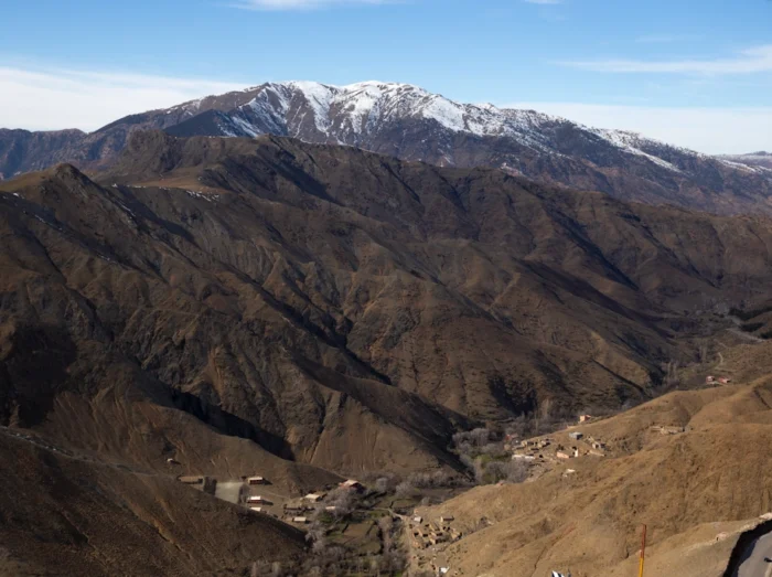 Traditional Berber village nestled in the heart of the Atlas Mountains, Morocco