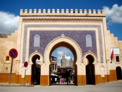 Ornate gate leading into the old medina of Fez el-Bali, Morocco
